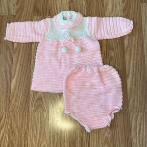 VINTAGE LOVE SPUN PINK WHITE BABY TWO PIECE OUTFIT SIZE NEWBORN VALENTINES DAY